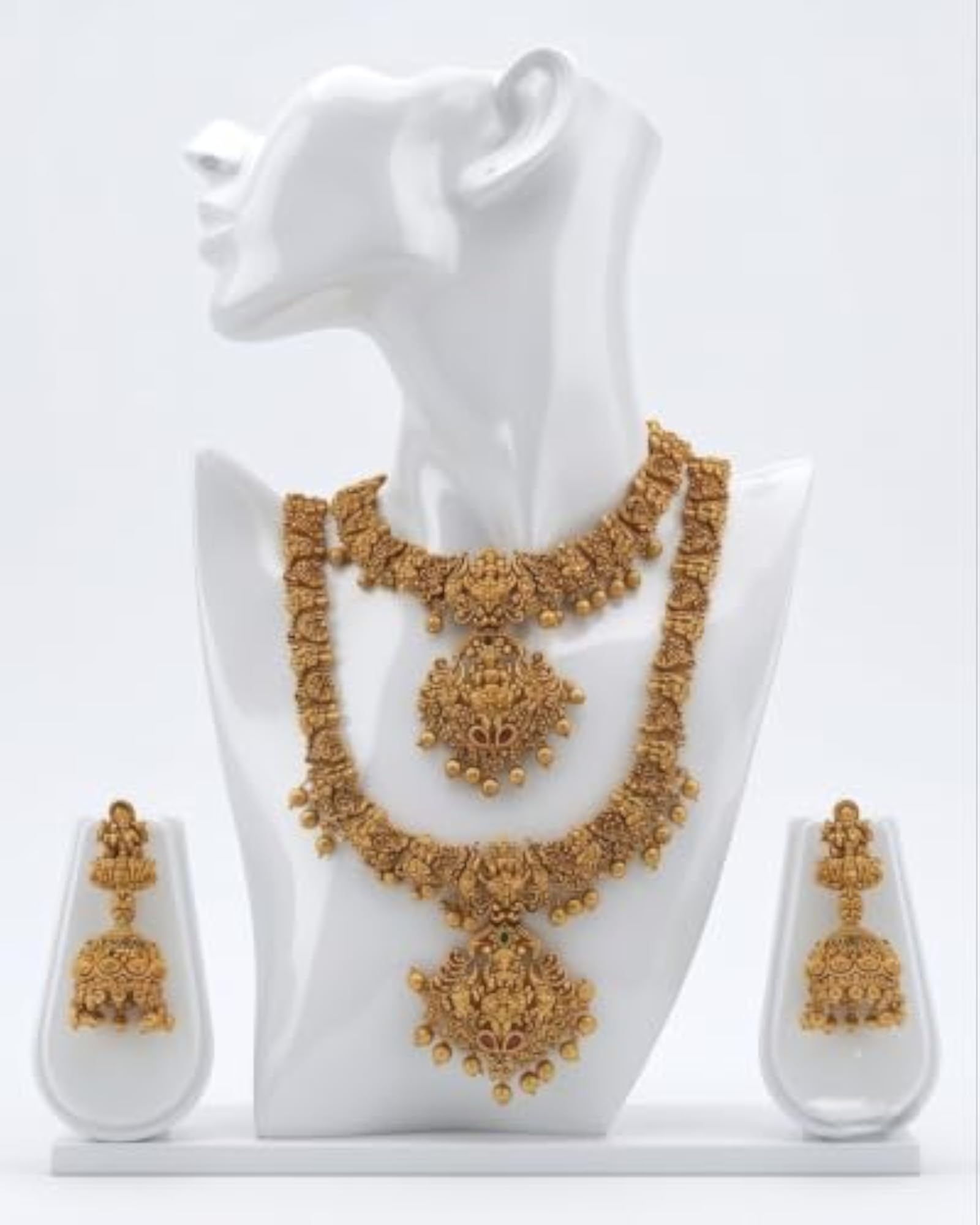 Women's Matte Gold Bridal Haram Necklace