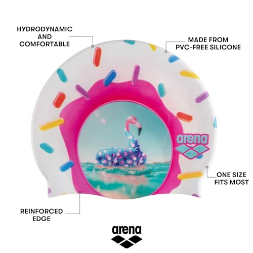 Image of Arena HD Unisex Elastic Silicone Swim Cap for Adults, Training Water Sports Fitness Swimming Gear, Chlorine Protection Pool Hat, Shiny Dress, One Size