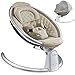 Hot Mom Baumwolle Babywippe mit Vibration Babywiege mit 5 Schwingungsamplituden, Bluetooth Musik, leichter Babyschaukelstuhl mit smoother Schaukelbewegung, 2022 Style (Beige)