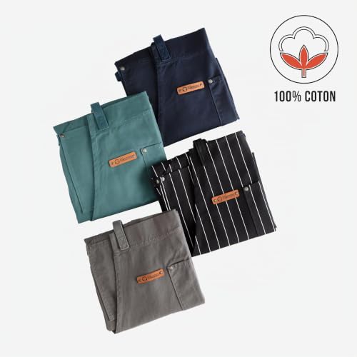 Chef Pomodoro - Tablier Cuisine Homme, Tablier de Cuisine Femme (100% Coton) - Tablier de Cuisine Professionnel, Taille Réglable, Parfait pour Cuisine, Barbecue et Grill (Tablier Bleu Marine) – vue 7
