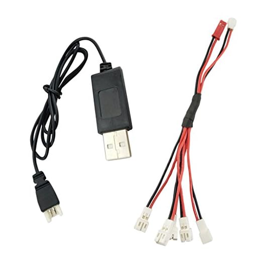 MagiDeal Adaptateur Chargeur de Batterie Li-po 2 à 5 et Câble de Recharge USB 2.0 pour Wltoys V911 RC Drone