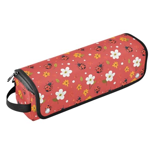 Bolsa de viaje resistente al calor para herramientas de cabello Cute Ladybugs Marble, organizador portátil para planchas, rizadores y accesorios de cuidado capilar miniatura 1