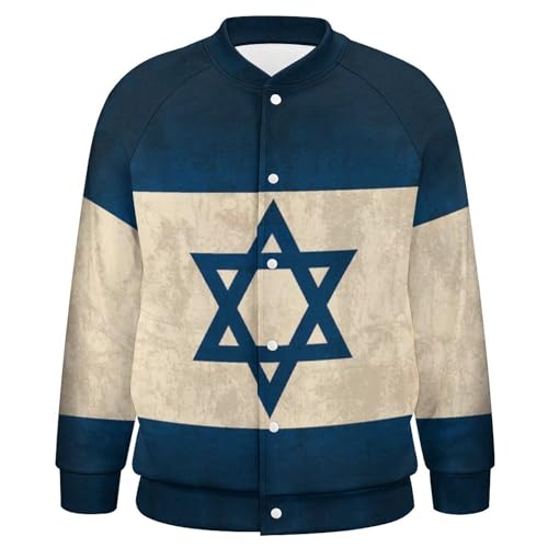 Vintage Israel Flag Men's Bomber Jacket Lightweight Casual Baseball Coats Streetwear With Pocket3
