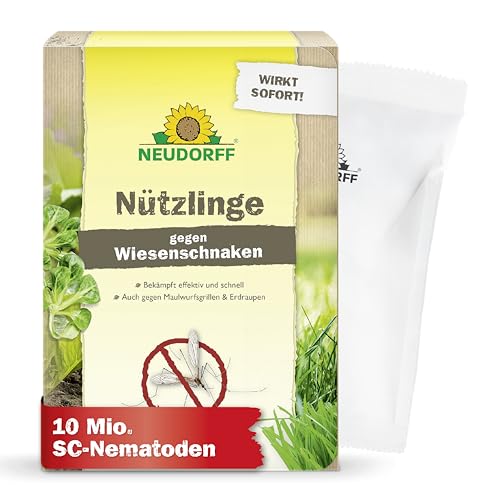 Neudorff Nützlinge gegen Wiesenschnaken 10 Mio. SC-Nematoden zur natürlichen und schnellen Bekämpfung von Wiesenschnaken Maulwurfsgrillen und Erdraupen für 20 m