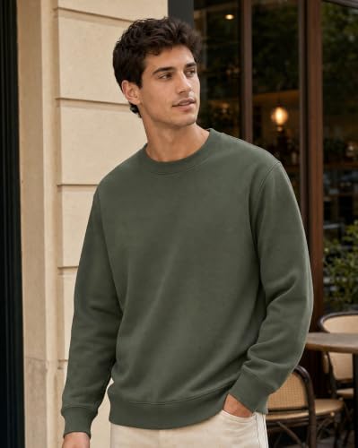 Image of Nobero Sweatshirts for Man Stylish | 280 GSM Rich Cotton Fleece Solid Regular Fit Full Sleeve Sweatshirt for Men | Stylish Casual Wear Winter Crew Neck Sweatshirt for Men