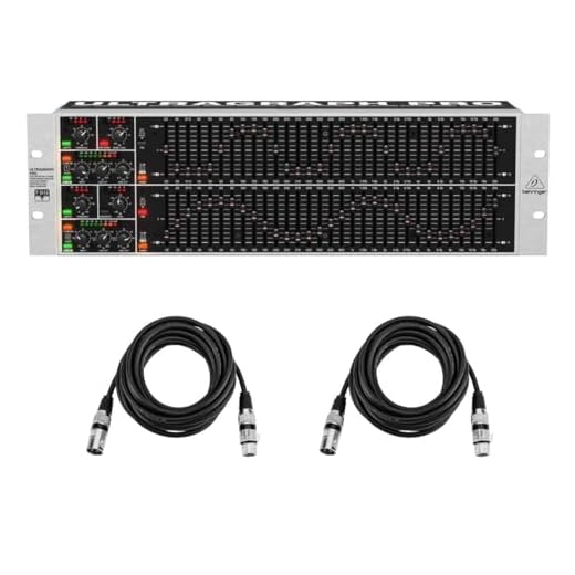 Behringer ULTRAGRAPH PRO FBQ6200HD HD Dual Channel 31-Band Stereo Graphic Equalizer with FBQ Feedback Detection System, Limiters and Pink-Noise Generator - with 2X 15' 8mm XLR Microphone Cable