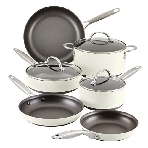 Anolon-Achieve-Hard-Anodized-Nonstick-Cookware-Pots-and-Pans-Set-9-Piece-Cream Anolon Achieve Hard Anodized Nonstick Cookware Pots and Pans Set, 9 Piece - Cream - Image 1