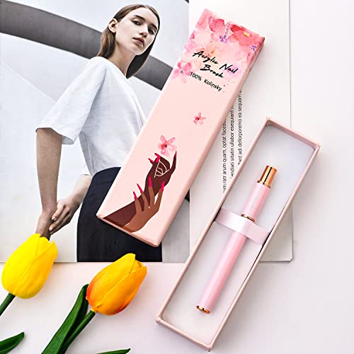 100% Pure Kolinsky Acrylic Nail Brush Size 12 Acrylic Brushes For Nails Round Oval Portable Nail Brushes With Metal Handle For Acrylic Application Acrylic Powder Brush Professional Manicure Tool #TOP6