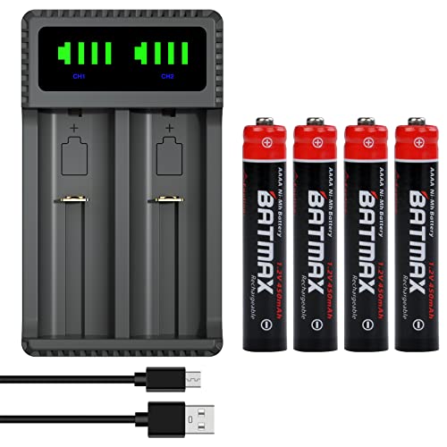 Batmax AAAA Ni-MH Rechargeable Batteries & Dual USB Charger
