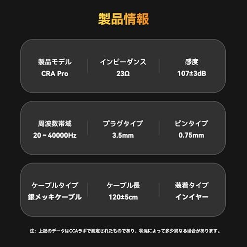 CCA CRA PROイヤモニ 有線イヤホン ゲーミングイヤホン 有線 インイヤーモニター 3.5mmプラグ アップグレードされたダイヤモンドのような振動板ダイナミックコイル モニターイヤホン 亜鉛合金+樹脂構造Wired Earphones プラグ可能な構造設計 音楽/オーディオの視聴/録音/ゲーム/ホームオフィスに適用 商品画像8