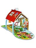Spielmatte Lionelo Agnes 2in1: Die Seiten der Matte können angehoben und abgesenkt werden, die Spielbögen können an verschiedenen Stellen befestigt werden. Dank der faltbaren Seiten und der Bögen kann die Matte in ein großes Spielhaus verwandelt werdend.