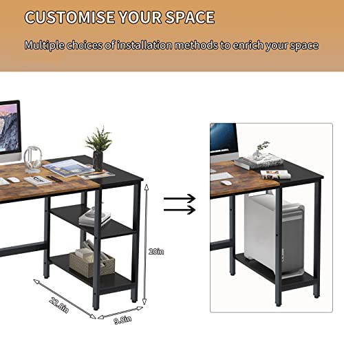 Soges 55.1 Inch Home Office Computer Desk, Study Writing Table Desk With With Splice Board, Wooden Study Working Table Desk With 2-Tier Storage Shelf,Modern Laptop Pc Table,Cxym-Pb001B-140 #TOP4