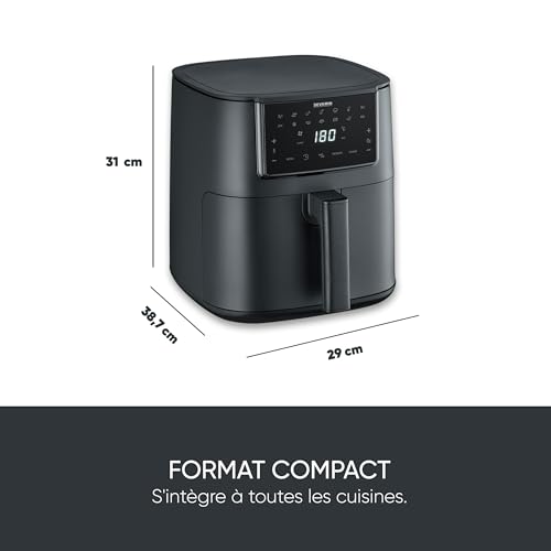 SEVERIN Friteuse à air chaud, Air fryer 11 programmes automatiques, Friteuse sans huile avec technologie à air chaud et panier de 7 L sans PFAS, Multicuiseur à écran tactile, Noir, FR 2462