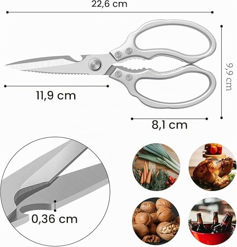 Miniatura 3 de Cgbe Tijeras Cocina, Resistentes, Muy Afiladas, Tijeras Cocina Multifunción Acero Inoxidable, Tijeras Multiusos Para Aves, Carne, Pescado, Huesos, Pollo, Barbacoa, Verduras