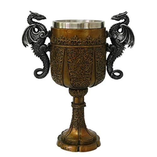 Pacific Giftware Double Dragon Drinking Chalice Goblet 9 inches Tall