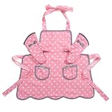 NEOVIVA Kids Apron and Kids Oven Mitts Set for Play Kitchen, Cute Polka Dots Toddler Kitchen Linen S
