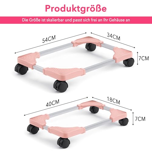 BOTEWO Soporte móvil de aluminio para PC: soporte para torre de CPU para ordenador, con ruedas, universal, ajustable, color rosa - imagen 7