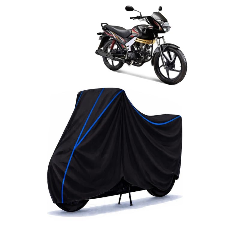 Image of Bike Cover Water Resistant Universal Motorcycle Rain | Heavy Duty UV Protection, Dust, Scratch Indoor Outdoor All Weather with Black Blue Piping Elastic