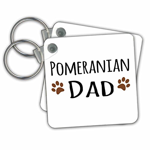 Porte-clés Loulou de Poméranie Dog Dad 3drose en lot de 2