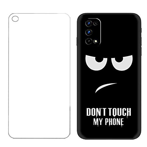 TTJ TPU Cover for Oppo Realme 7 Pro + HD Tempered Glass, Silicone Shell Bumper Protective Back Case - 9 Hardness Anti-Scratch Screen Protector for Oppo Realme 7 Pro (6,4