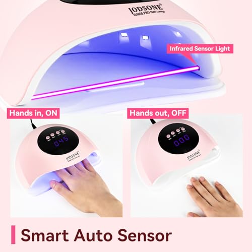 Image of JODSONE Quick U V LED Nail Lamp with 4 Timer Settings Auto Sensor Nail Dryer Pink