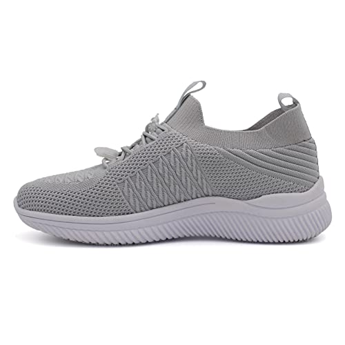 Laforst Womens Synthetic Mesh Upper Lace Up Slip Resistant Server Waitress Slip On Sneaker Grey no Logo 8.5