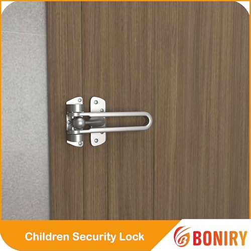 Image of Boniry Heavy Duty Security Door Lock | Anti-Theft Door Guard Latch for Front and Inside Door | Ideal for Home,Office (Silver)