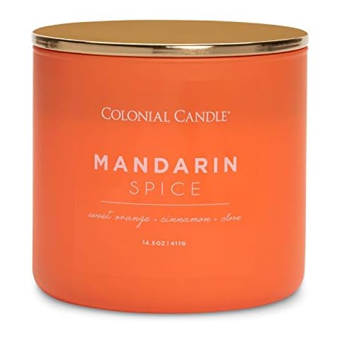 Colonial Candle Duftkerze im Glas mit Deckel | Mandarin Spice | Duftkerze Orange Cover