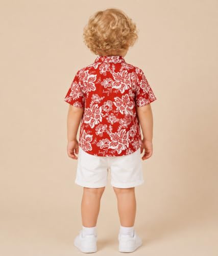 Image of A.T.U.N. (ALL THINGS UBER NICE) Boys 100% Cotton Printed Shirt | Half Sleeve Smart Casual Shirt for Kids | Soft Breathable Button Placket Top for Boys