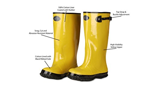 Cordova BYS17 Hi-Vis Cotton-Lined Rubber Slush Boots, 17-Inch Length, Ozone Resistant, Adjustable Top Strap, Size 142