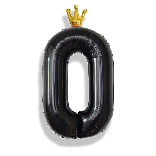 Image of Crown Black Number 0 Balloons for Girls, 40 Inch Foil Large, Crown 0-9 Set Number Balloon for Boys Birthday Party Baby Shower Anniversary Graduation New Year Party Decoration Supplies