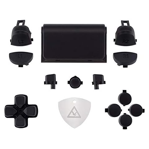 eXtremeRate Ersatz Knöpfe kompatibel mit ps4 Controller,Tasten D-pad R1 L1 R2 L2 Aktionstasten Option Button Triggers Touchpad Ersätze Set mit Werkzeug für ps4 Pro Slim CUH-ZCT2 Controller(Schwarz) Cover
