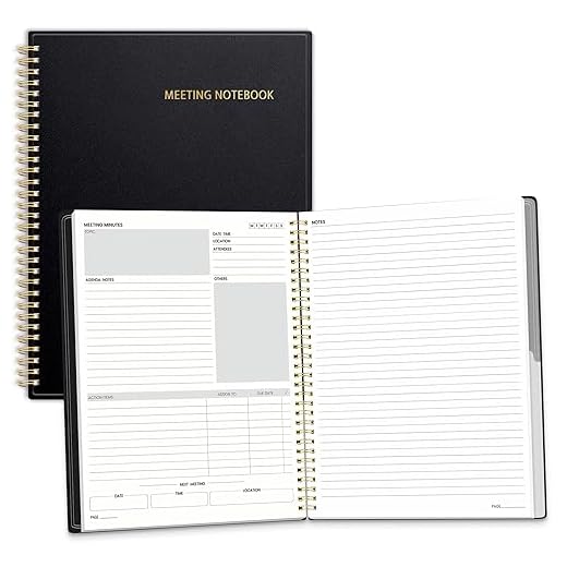 SUNEE Half Meeting Half Note - 8.5"x11" Professional Notebooks for Work - 160 Pages, A4 Size Project Planner, Spiral Meeting Agenda/Minutes Organizer for Women Men, Note Taking, Office & Business