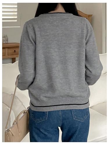 GORGLITTER Women's Bow Button Up Fall Short Cardigan Sweater Dressy Trendy Cute Long Sleeve Cable Knit Light Sweater Top2