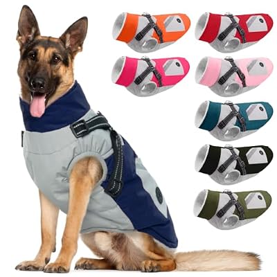 Dog Winter Coat with Harness Built in, Large Dog Jacket Waterproof, 3XL