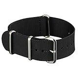 SOFT & WATERPROOF & WASHABLE: 4 Ringe Armee Stil Nylonband - One Piece Of Nato Straps - Schwarz