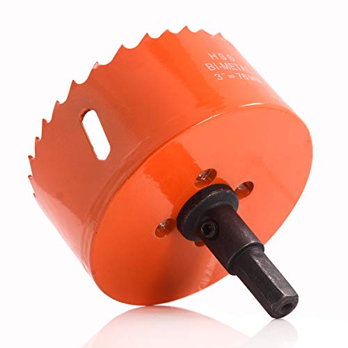 Kocopi 76Mm / 3 Inch Bi-Metal Hole Saw With Arbor And Replacement Pilot Drill Bit, Hole Cutter For Easily Drilling Wood, Plastic, Thin Metal #TOP2