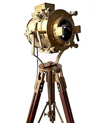 Royal Handmade Vintage Studio Aluminium Spot Light with Two Fold Tripod Stand & Indian Standard Wiring System