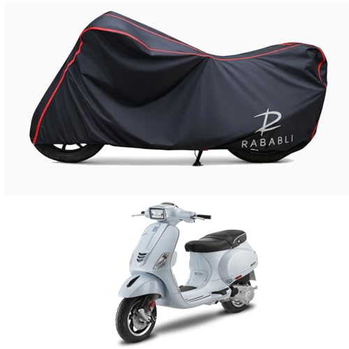 Image of Waterproof Bike Body Cover Compatible for | Vespa SXL 150 FL BS6 | Taffeta Fabric, Red Piping Design, Bottom Elastic Fit | Dustproof, Sun UV & Rain Protection for All Bikes