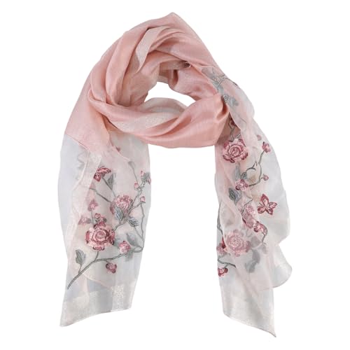 Bufanda de seda floral bordada y chal largo marrón de invierno para hombre elegante