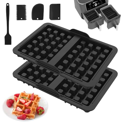 2 Piezas Molde de Silicona Para Gofres,Accesorios Para Gofres Belgas,Compatible Con Ninja AF300EU, AF400EU, AF451EU, SL400EU, y AF500DE,Accesorios Para Freidoras de Aire Caliente Inserto Para Gofres