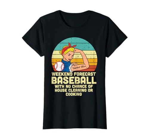 Forte Donna Weekend Previsione Mamma Baseball Retro Mama Donne Maglietta