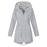 regenmantel damen wasserdicht atmungsaktiv, Damen Regenjacke Leicht Jacke Übergangsjacke mit Kapuze Windbreaker mit Kapuze Outdoorjacke Wasserdicht Regenparka Winddicht Regenmantel Sommerparka