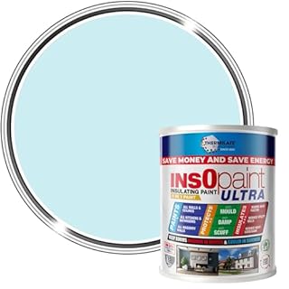 Thermilate InsOpaint Ultra 5L Light Blue Made in UK - Long-Lasting Insulating Anti-Damp & Anti-Mould Paint for Walls & Ceilings – Energy-Saving Emulsion Keeps Rooms Warmer in Winter & Cooler in Summer