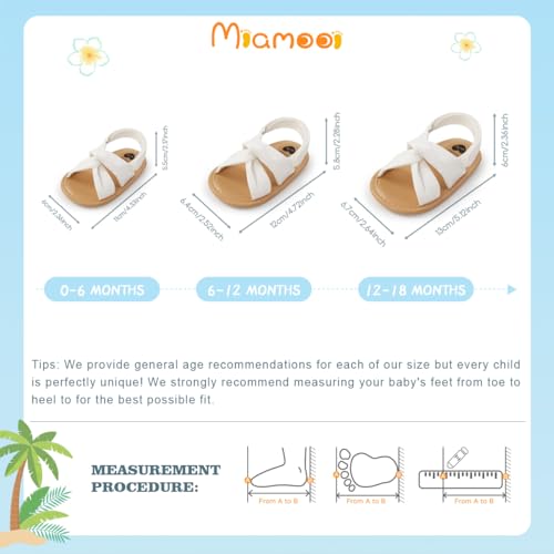 Image of Miamooi Infant Baby Girls Boys Sandals Summer Bowknot Crib Shoes Toddler Pu Leather Flower Soft Rubber Sole Dress Flats First Walker Shoes