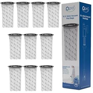 QPRO Vacuum Pod Bags Pack Of 10 Compatible With Numatic Henry Hetty Quick Stick Cordless Vacuum Cleaners