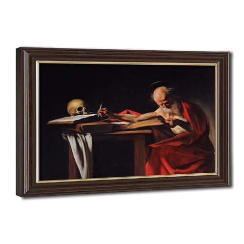 Impression sur toile Saint Jérôme Caravaggio - Tableau suspendu salon 51x76 cm