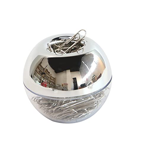 Multibey Silver Magnetic Paper Clip Holder Round Paperclip Dispenser With 100Pcs Silver Paper Clips For Desk Non-Skid Smooth Finish Memo Bookmark Clip Dispensers, 28Mm/ 1.1" (Silver) #TOP18