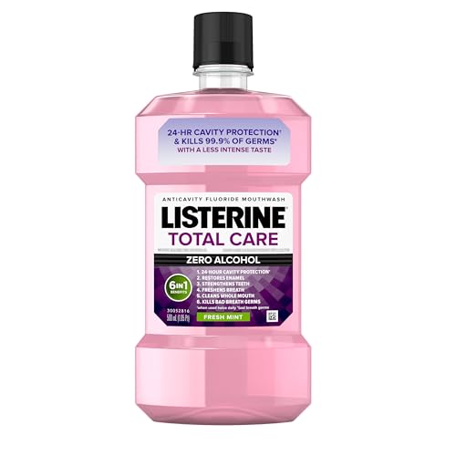 Listerine Total Care Alcohol-Free Fluoride Mouthwash, Fresh Mint, 500 mL
