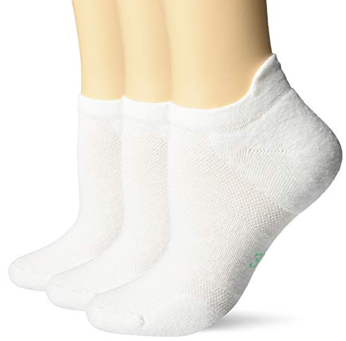HUE Women's Eco Sport Tab Back No Show 3 Pair, White Pack, One Size
